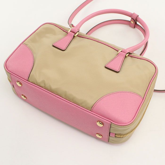 Prada 2-Way Mini Boston Nylon Leather Handbag — view 2