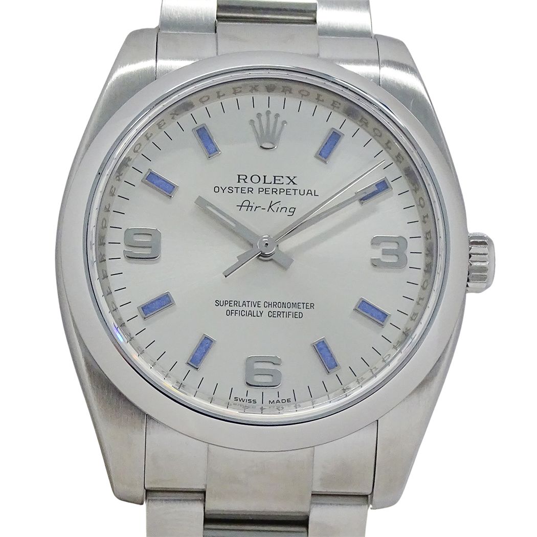 Rolex Air King Number Watch Automatic Winding at Stainless Steel Silver Blue — view 2