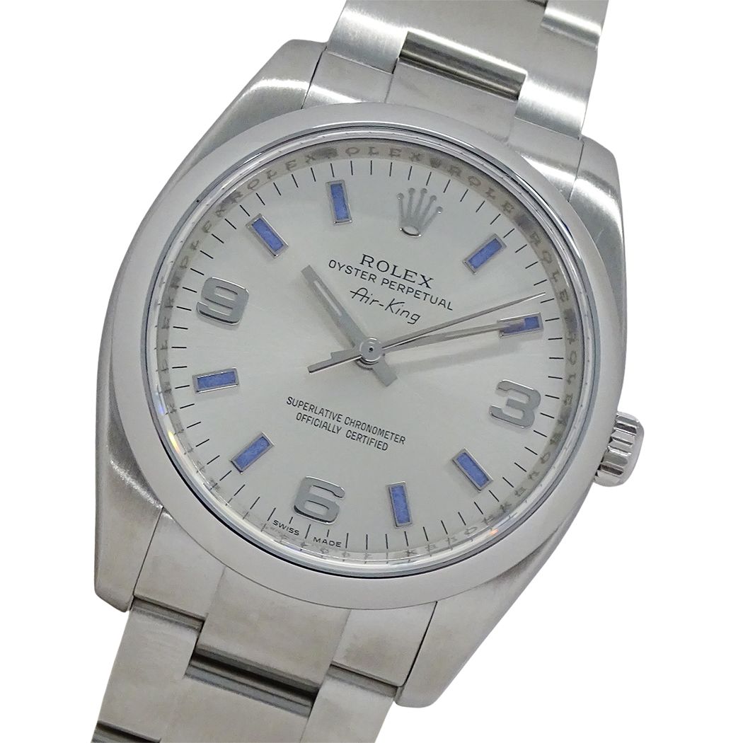 Rolex Air King Number Watch Automatic Winding at Stainless Steel Silver Blue