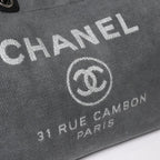 Chanel Deauville TGM Bag CC Logo Canvas Leather Gray — view 7