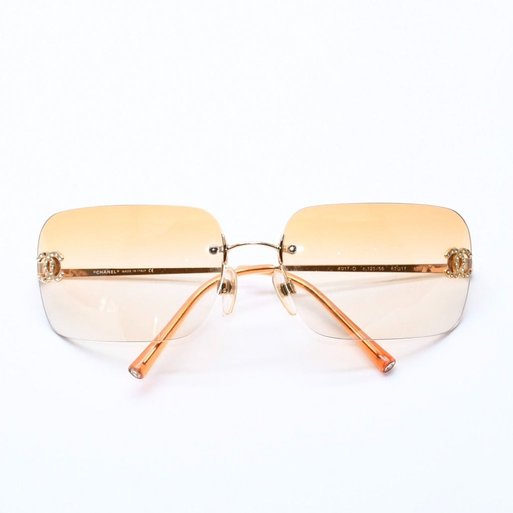 Chanel Rimless Sunglasses Eyewear CC Logo Rhinestone — view 2