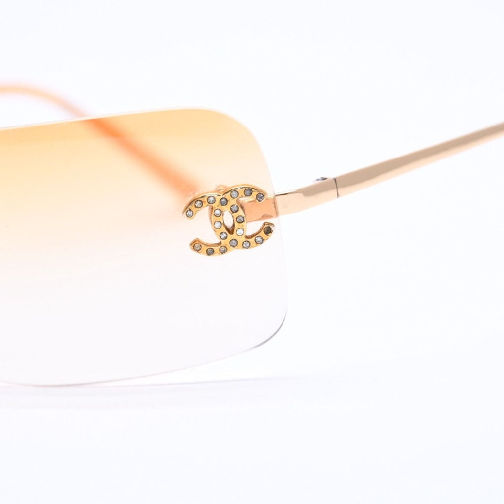 Chanel Rimless Sunglasses Eyewear CC Logo Rhinestone — view 7
