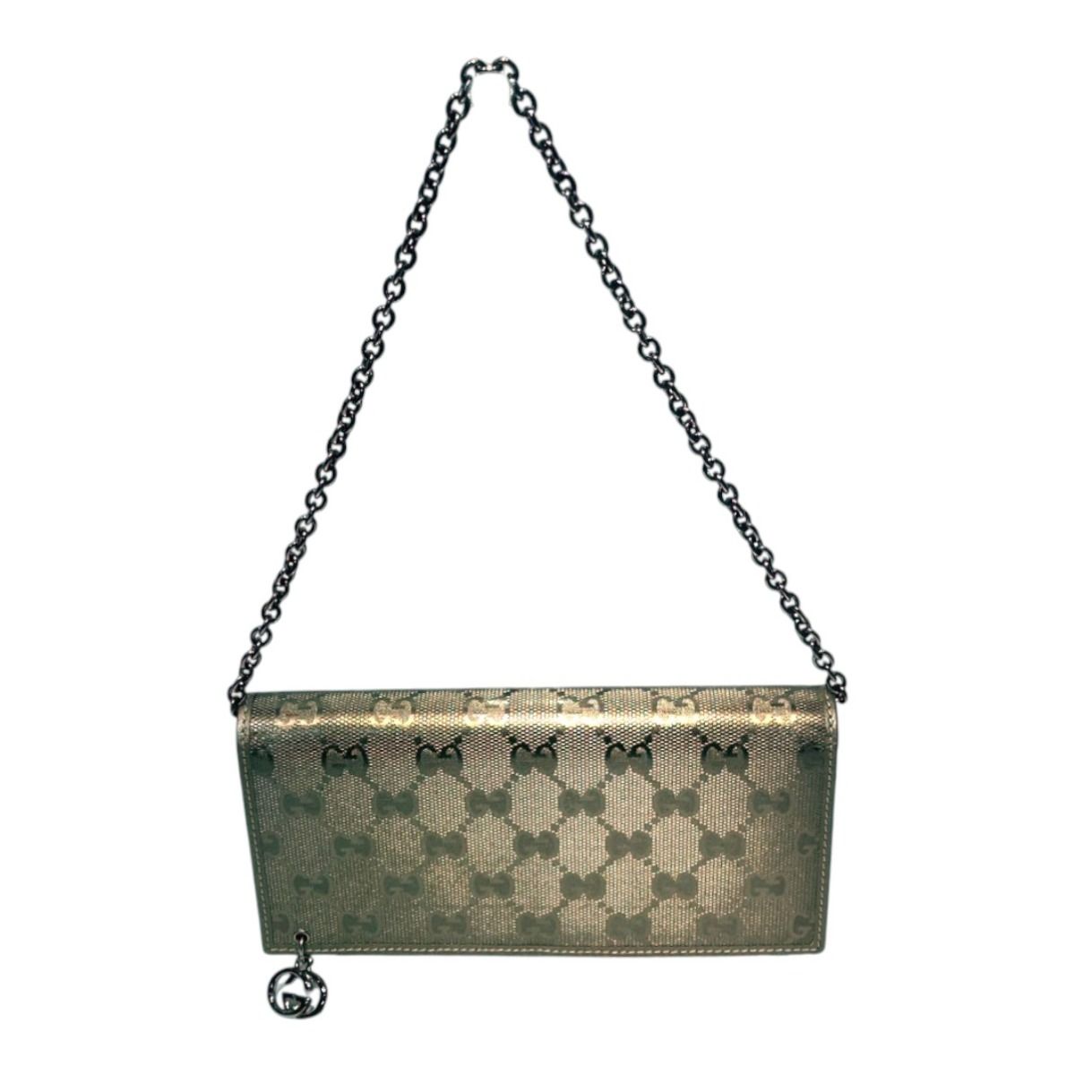 Gucci Chain Wallet Guccissima Bifold Leather GG Supreme Shoulder