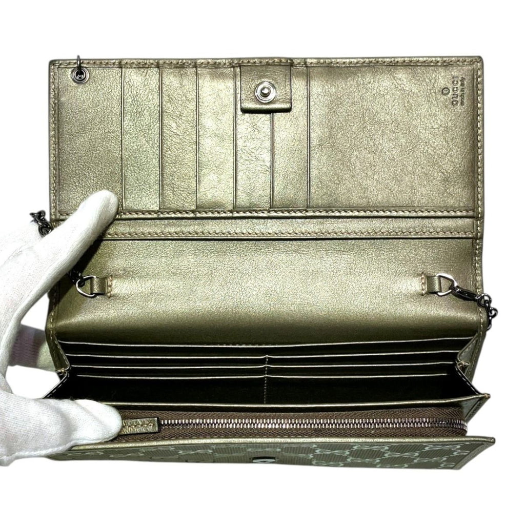 Gucci Chain Wallet Guccissima Bifold Leather GG Supreme Shoulder — view 3