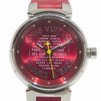 Louis Vuitton Tambour Trunks&bags Watch SS Leather Quartz Red Dial