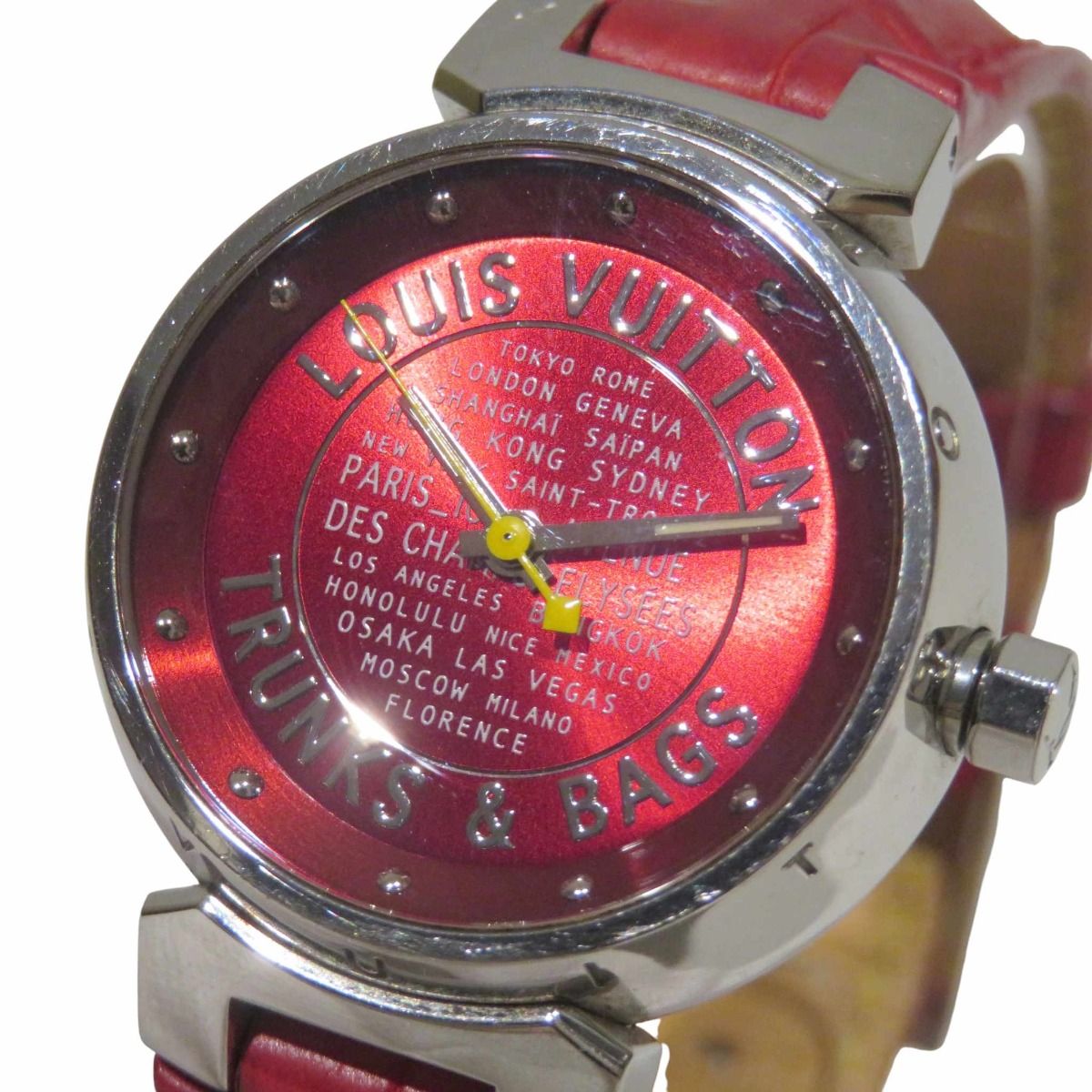 Louis Vuitton Tambour Trunks&bags Watch SS Leather Quartz Red Dial — view 4
