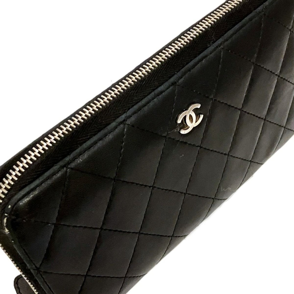 Chanel Coco Quilted Zip Around Wallet Lambskin — view 9