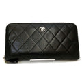 Chanel Coco Quilted Zip Around Wallet Lambskin