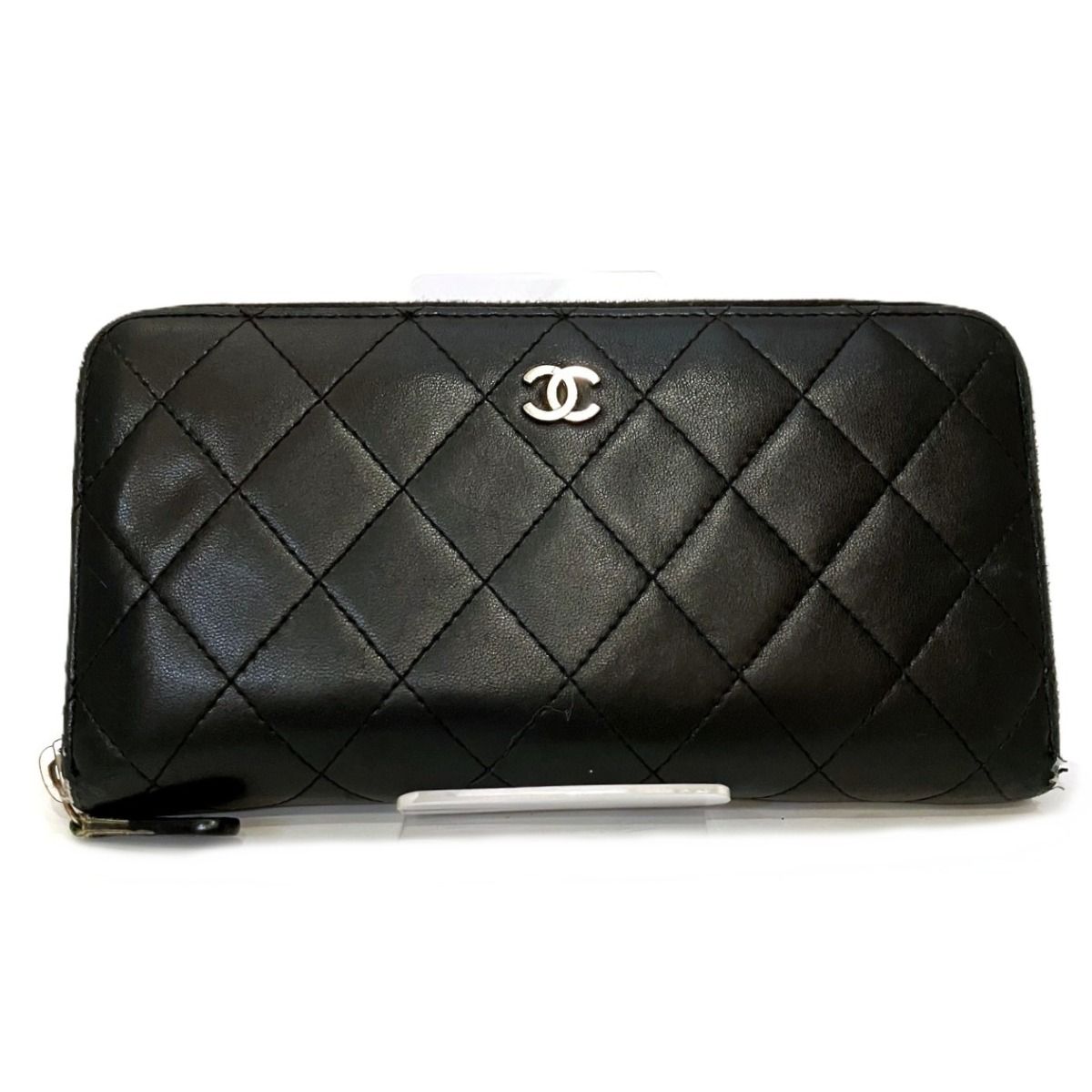 Chanel Coco Quilted Zip Around Wallet Lambskin