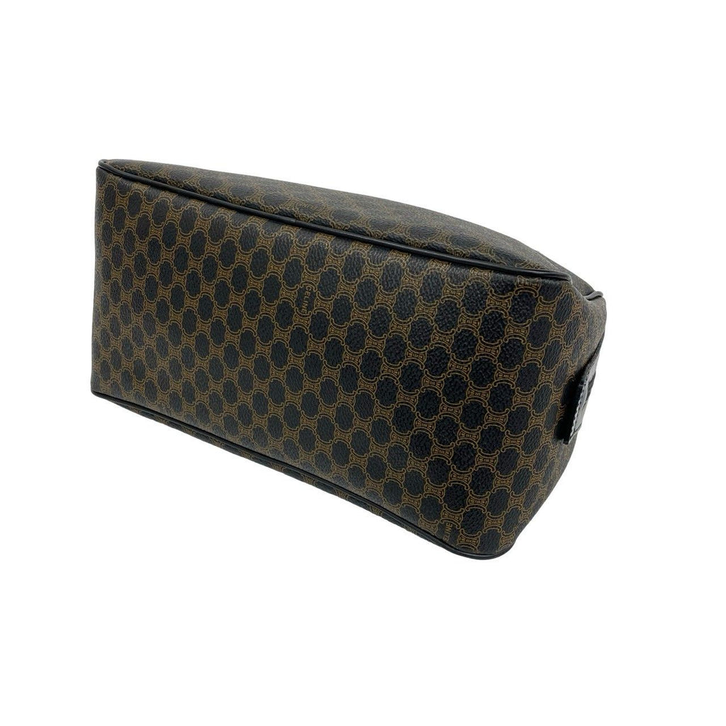 Celine Macadam Blason Triomphe Pattern Logo Leather Mini Boston Bag Black Brown — view 8