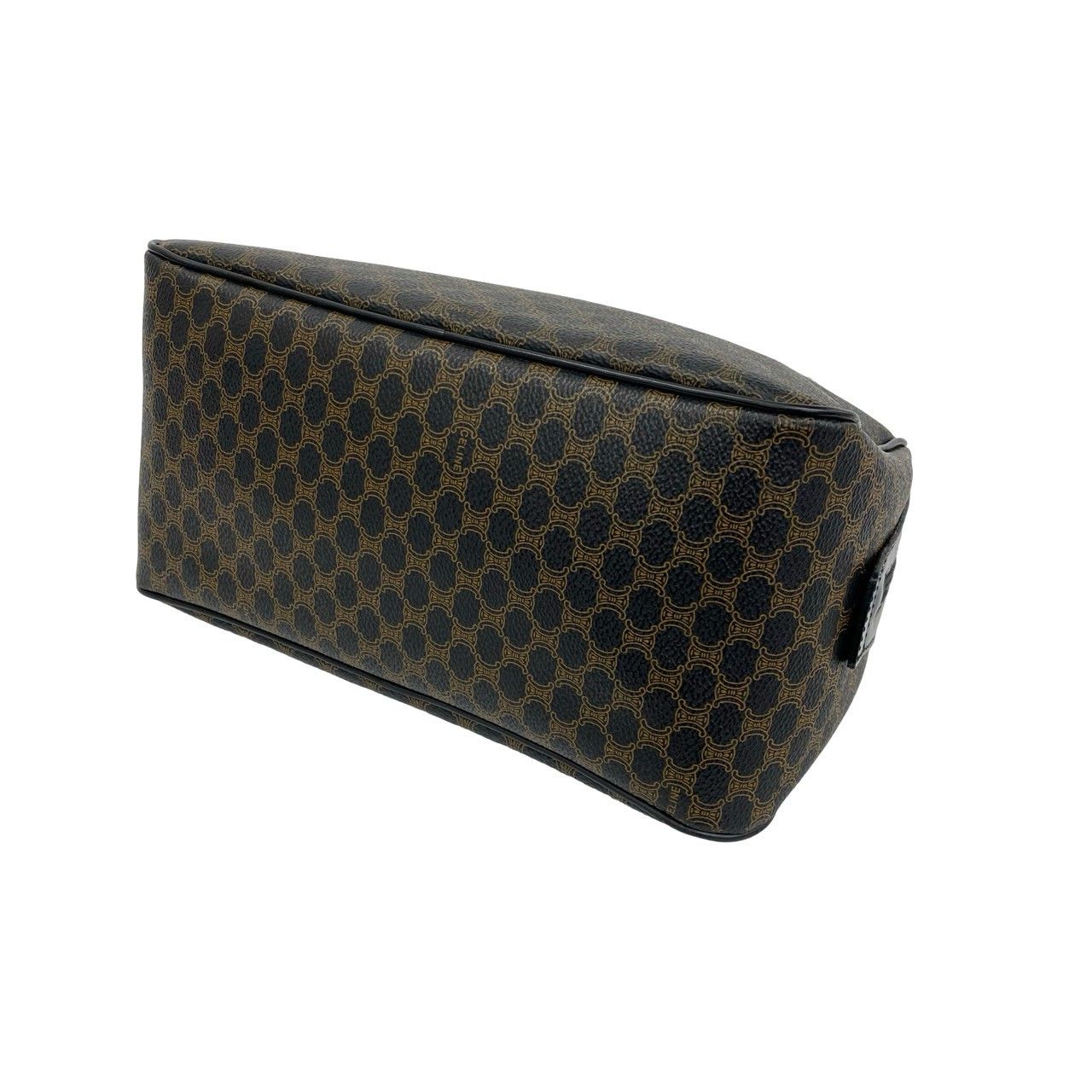 Celine Macadam Blason Triomphe Pattern Logo Leather Mini Boston Bag Black Brown — view 8