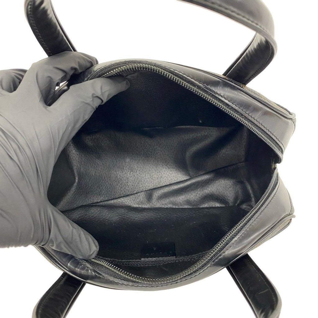 Celine Macadam Blason Triomphe Pattern Logo Leather Mini Boston Bag Black Brown — view 9
