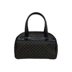Celine Macadam Blason Triomphe Pattern Logo Leather Mini Boston Bag Black Brown — view 2