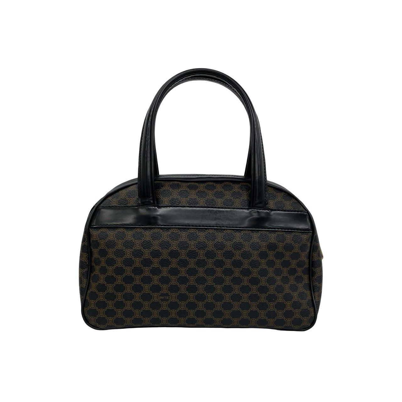 Celine Macadam Blason Triomphe Pattern Logo Leather Mini Boston Bag Black Brown — view 2