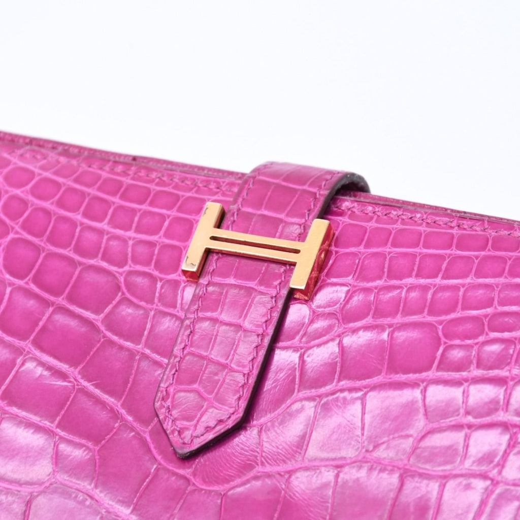 Hermes Wallet Bearn Soufflet Rose Scheherazade Purple Gold — view 6