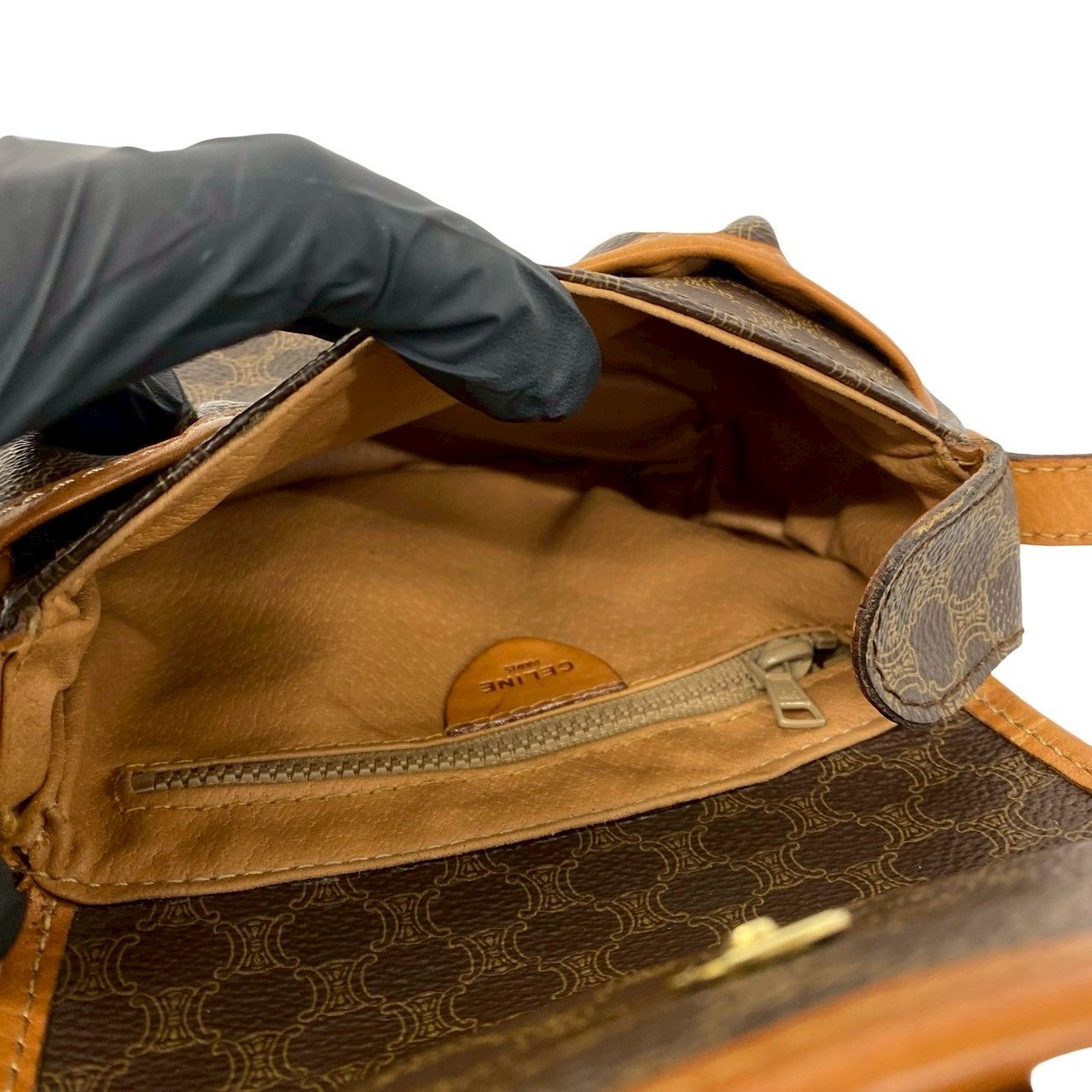 Celine Vintage Macadam Blason Triomphe Logo Leather Mini Shoulder Bag Pochette — view 9
