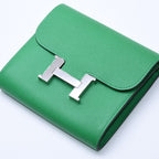 Hermes Bifold Wallet Silver Veau Epsom Green — view 3