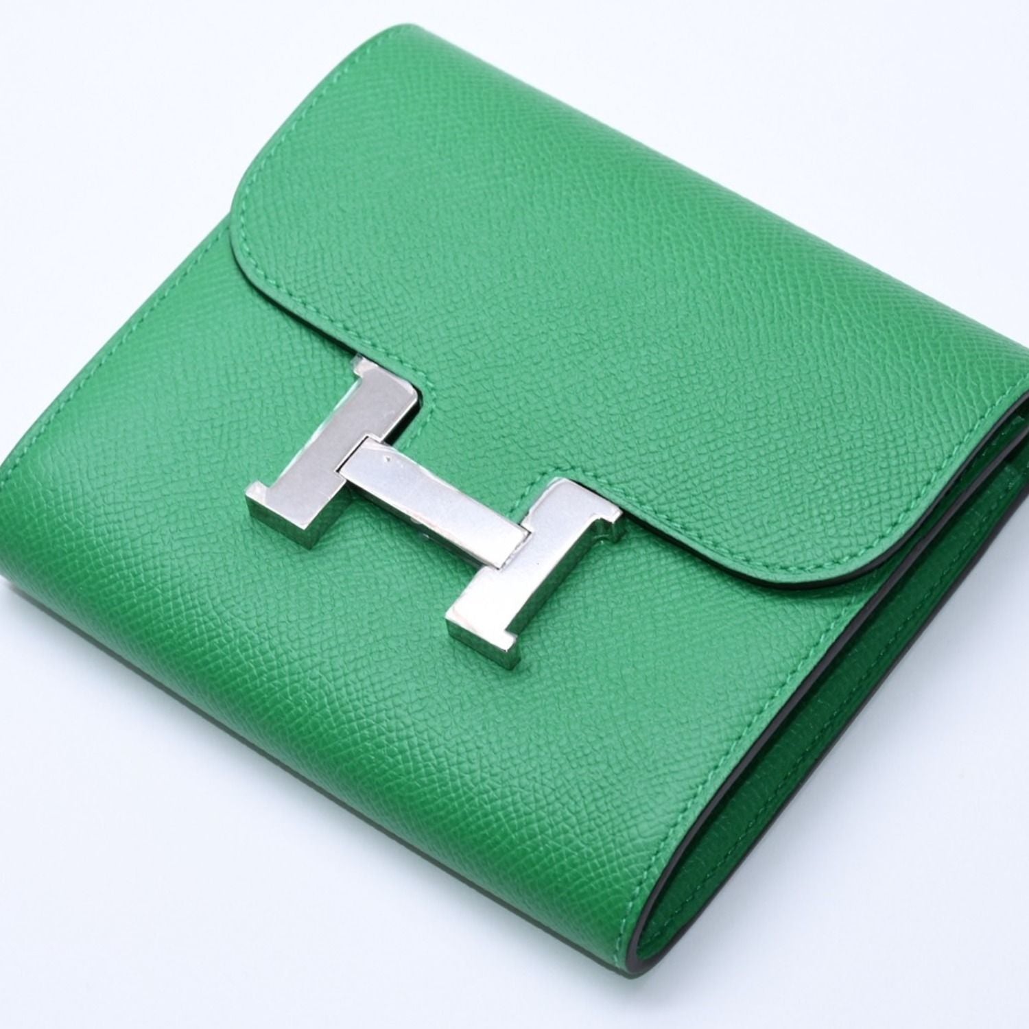 Hermes Bifold Wallet Silver Veau Epsom Green — view 3