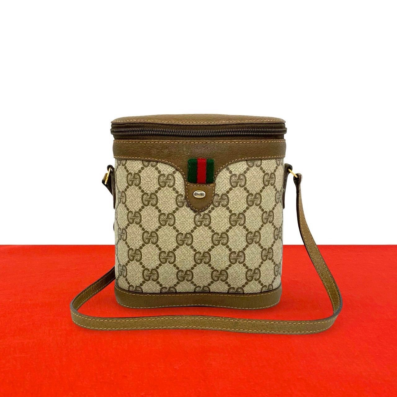 Gucci Vintage Sherry Line GG Logo Leather Mini Shoulder Bag Pochette Brown
