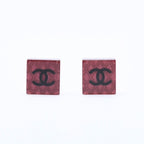 Chanel CC Logo Square Earrings 15 Resin Metal Clear
