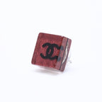 Chanel CC Logo Square Earrings 15 Resin Metal Clear — view 2