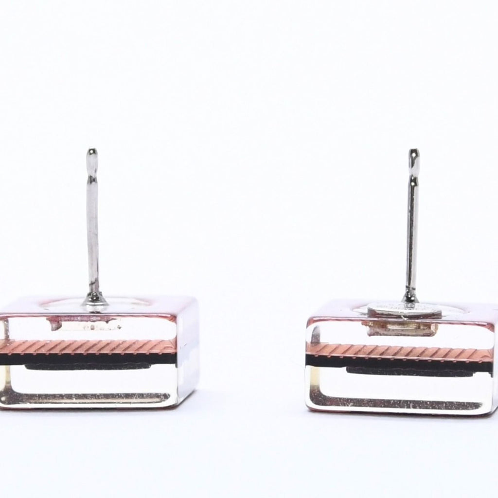 Chanel CC Logo Square Earrings 15 Resin Metal Clear — view 7