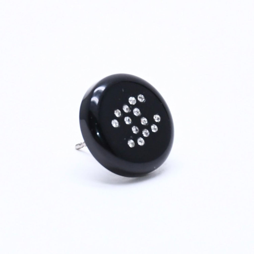 Chanel CC Logo Single Earrings 05 Resin Rhinestone Black — view 3