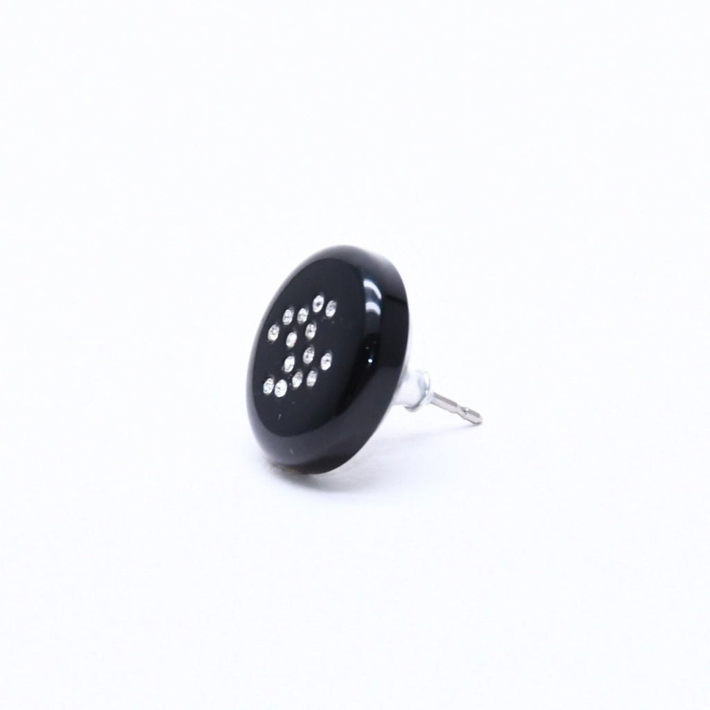 Chanel CC Logo Single Earrings 05 Resin Rhinestone Black — view 2