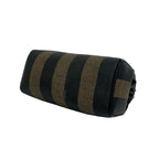Fendi Pecan Stripe Pattern FF Logo Leather Mini Boston Bag Black — view 7