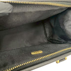 Fendi Pecan Stripe Pattern FF Logo Leather Mini Boston Bag Black — view 9