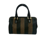 Fendi Pecan Stripe Pattern FF Logo Leather Mini Boston Bag Black — view 3