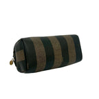 Fendi Pecan Stripe Pattern FF Logo Leather Mini Boston Bag Black — view 8