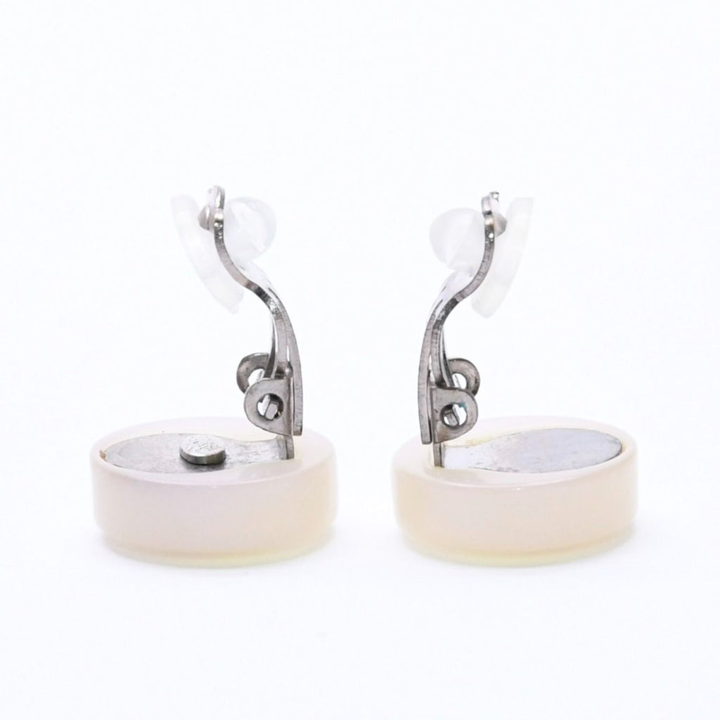 Chanel CC Logo Earrings 00 Resin Milk White Pink Aurora Metal Silver — view 7
