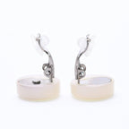 Chanel CC Logo Earrings 00 Resin Milk White Pink Aurora Metal Silver — view 7