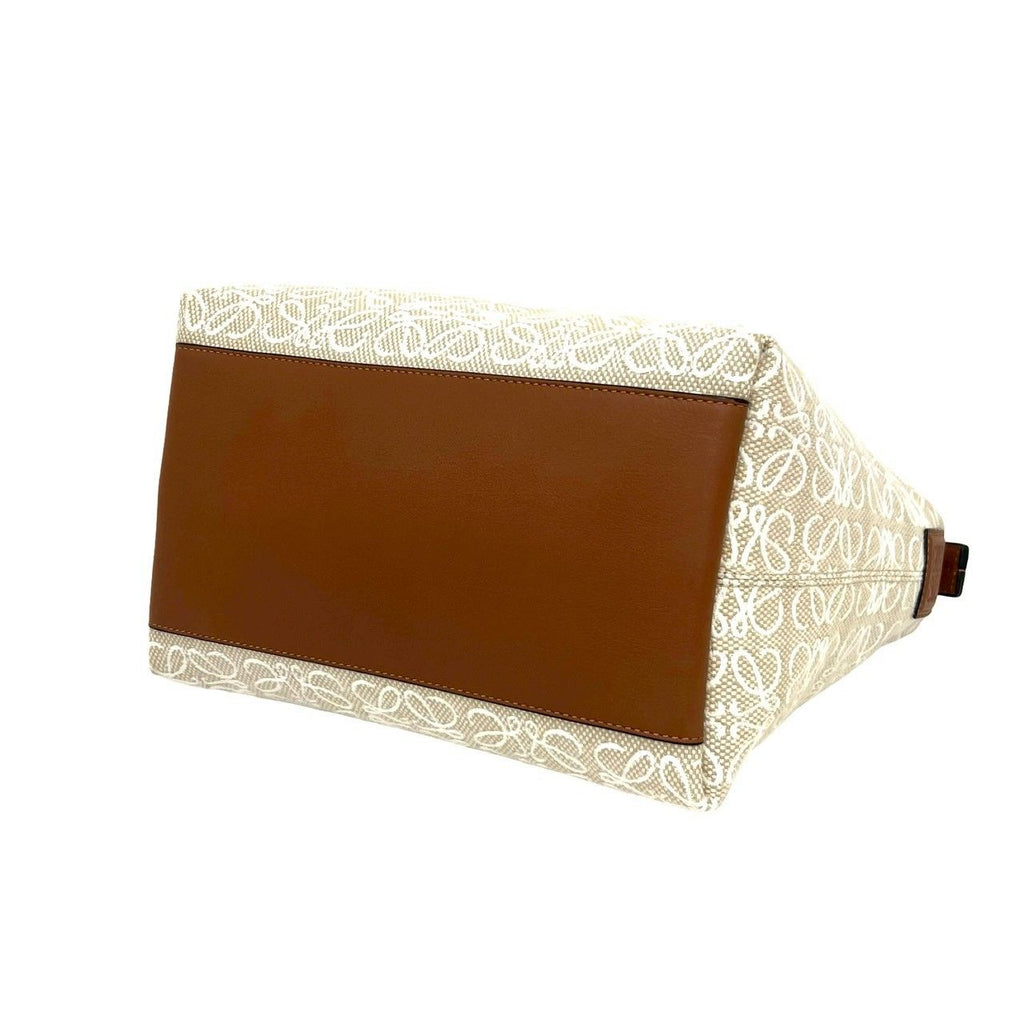 Loewe Cubby Anagram Canvas Leather Shoulder Bag Beige — view 8