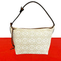 Loewe Cubby Anagram Canvas Leather Shoulder Bag Beige