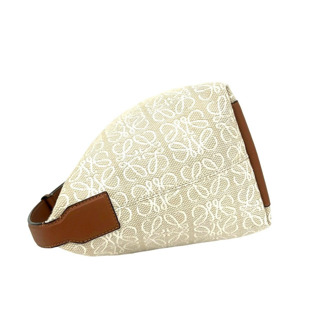 Loewe Cubby Anagram Canvas Leather Shoulder Bag Beige — view 5