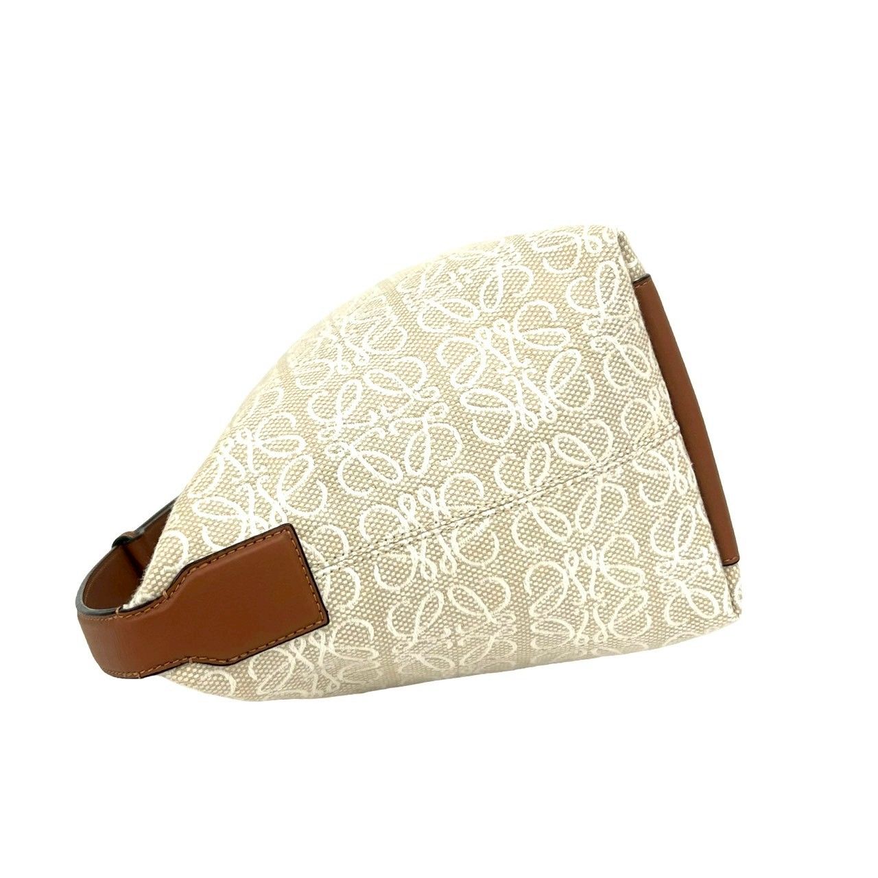 Loewe Cubby Anagram Canvas Leather Shoulder Bag Beige — view 5