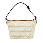 Loewe Cubby Anagram Canvas Leather Shoulder Bag Beige — view 3