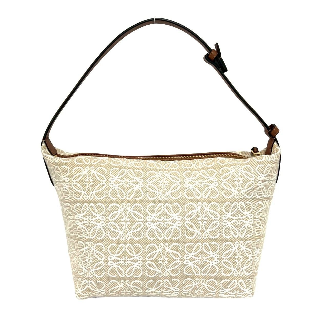 Loewe Cubby Anagram Canvas Leather Shoulder Bag Beige — view 3