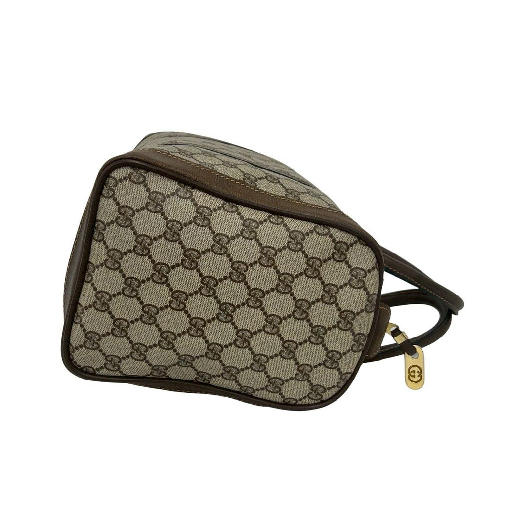 Gucci Vintage GG Pattern Leather Mini Boston Bag Tote Brown — view 6