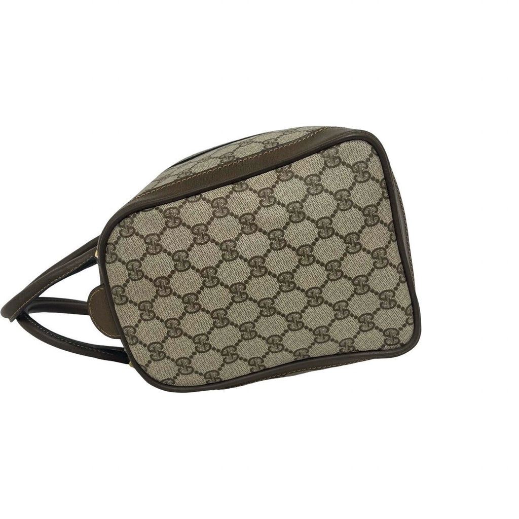 Gucci Vintage GG Pattern Leather Mini Boston Bag Tote Brown — view 5