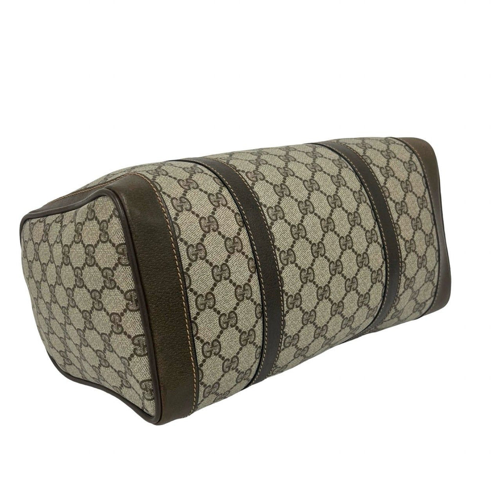 Gucci Vintage GG Pattern Leather Mini Boston Bag Tote Brown — view 7