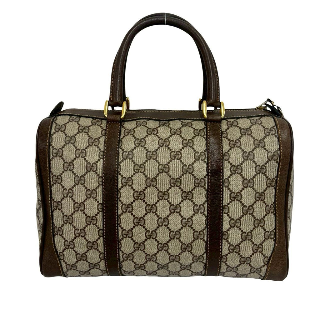 Gucci Vintage GG Pattern Leather Mini Boston Bag Tote Brown — view 3