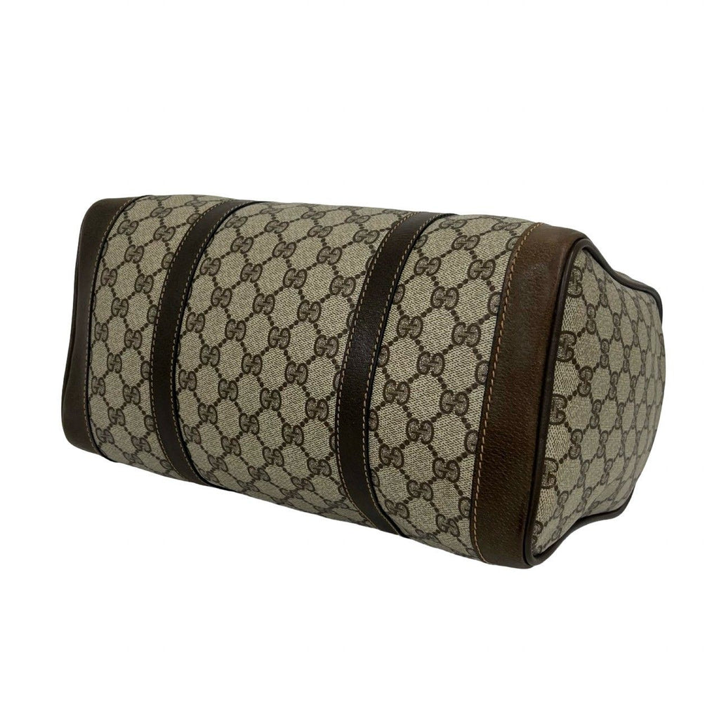 Gucci Vintage GG Pattern Leather Mini Boston Bag Tote Brown — view 8