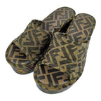 Fendi FF Pattern Sandals Shoes 35 Brown /autumn