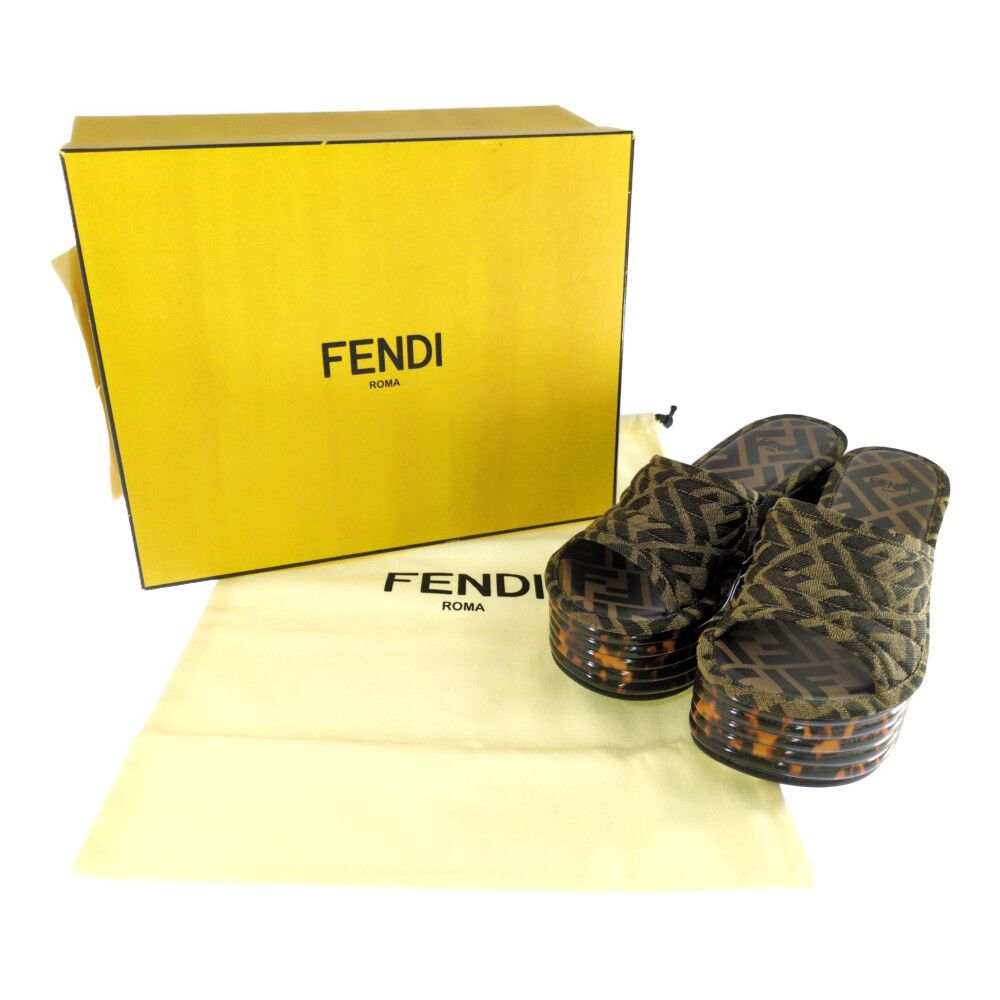 Fendi FF Pattern Sandals Shoes 35 Brown /autumn — view 8