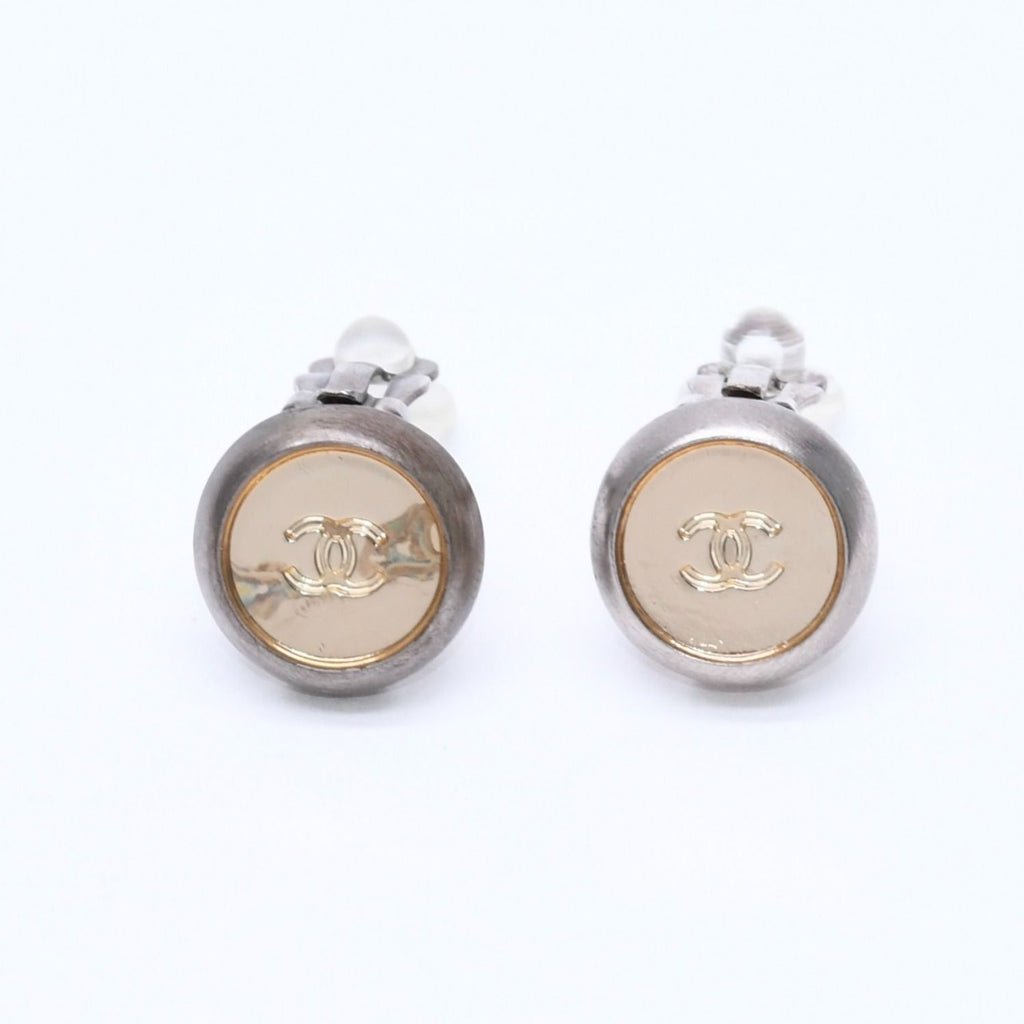 Chanel Vintage CC Logo Earrings 99 Metal Silver Gold