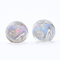 Chanel CC Logo Earrings 97 Resin Metal Aurora Clear Silver