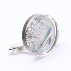 Chanel CC Logo Earrings 97 Resin Metal Aurora Clear Silver — view 3